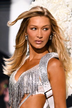 Bella Hadid wore a see-through minidress in her latest 'Ôrəbella campaign.