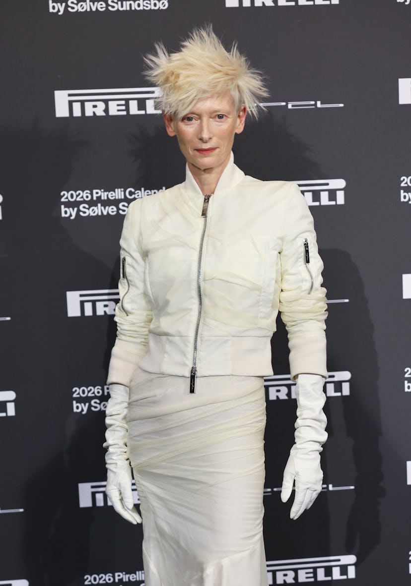 Tilda Swinton attends launch Gala for 2026 Pirelli Calendar by Solve Sundsbo with red carpet arrival...