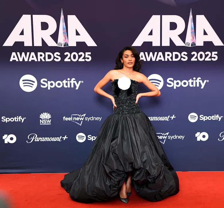 Olivia Dean attends the 2025 ARIA Awards at Hordern Pavilion on November 19, 2025 in Sydney, Austral...