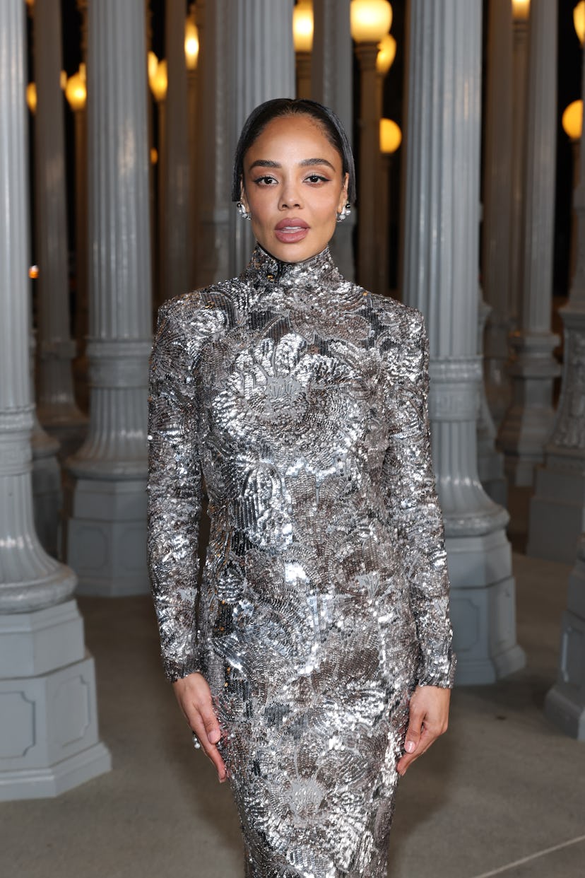 Tessa Thompson, wearing Gucci, attends the 2025 LACMA Art+Film Gala, Presented By Gucci at Los Angel...