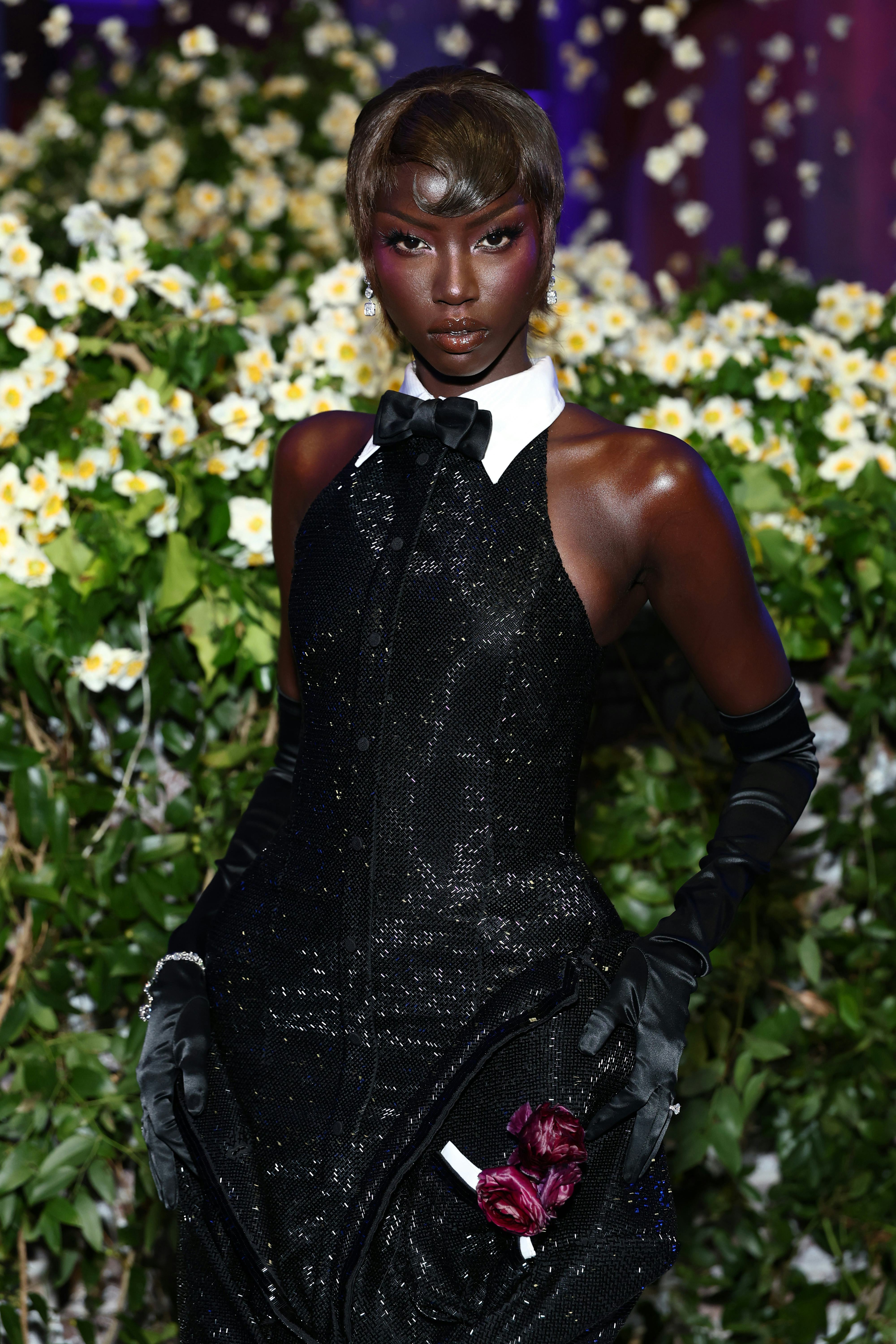 Anok Yai attends The 2025 Met Gala Celebrating "Superfine: Tailoring Black Style" at Metropolitan Mu...