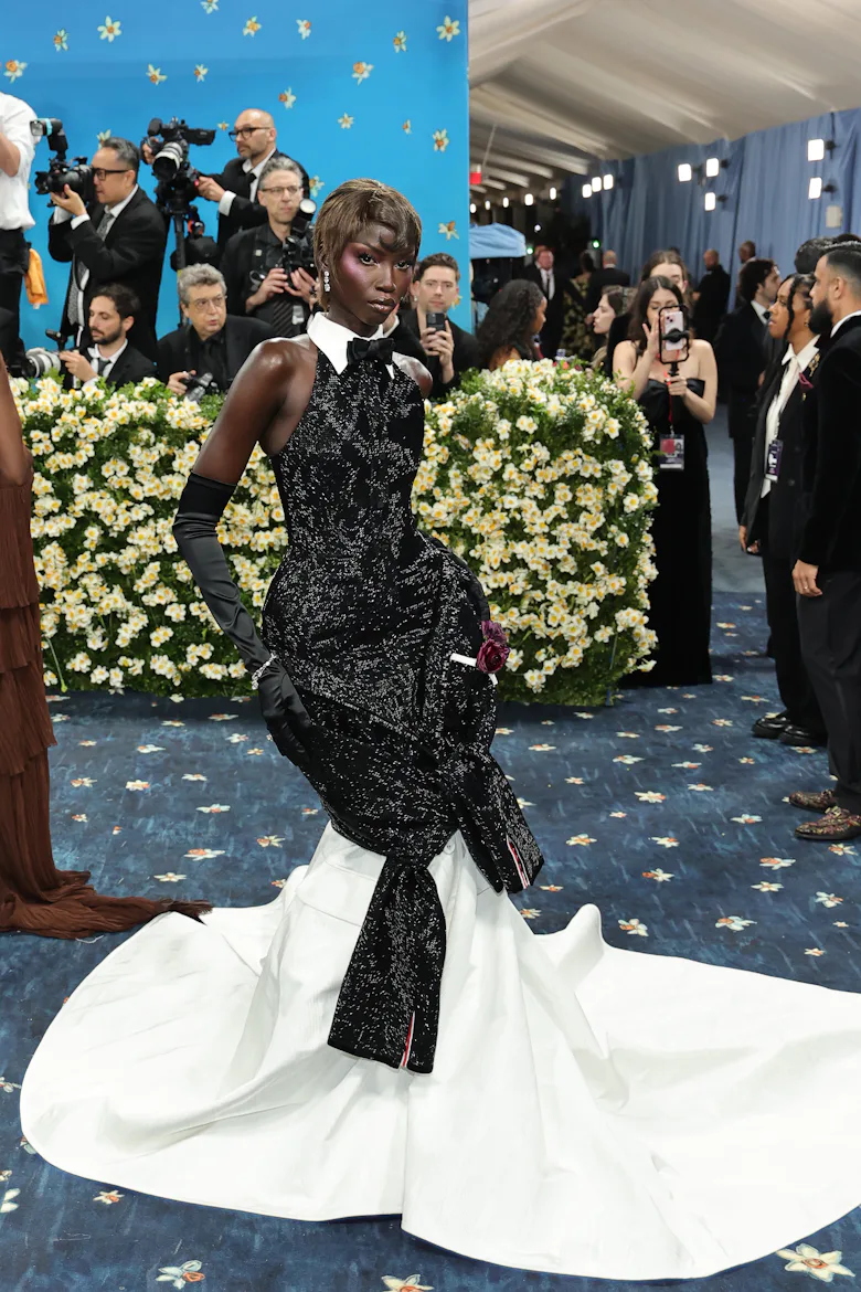 Anok Yai attends the 2025 Met Gala Celebrating "Superfine: Tailoring Black Style" at Metropolitan Mu...