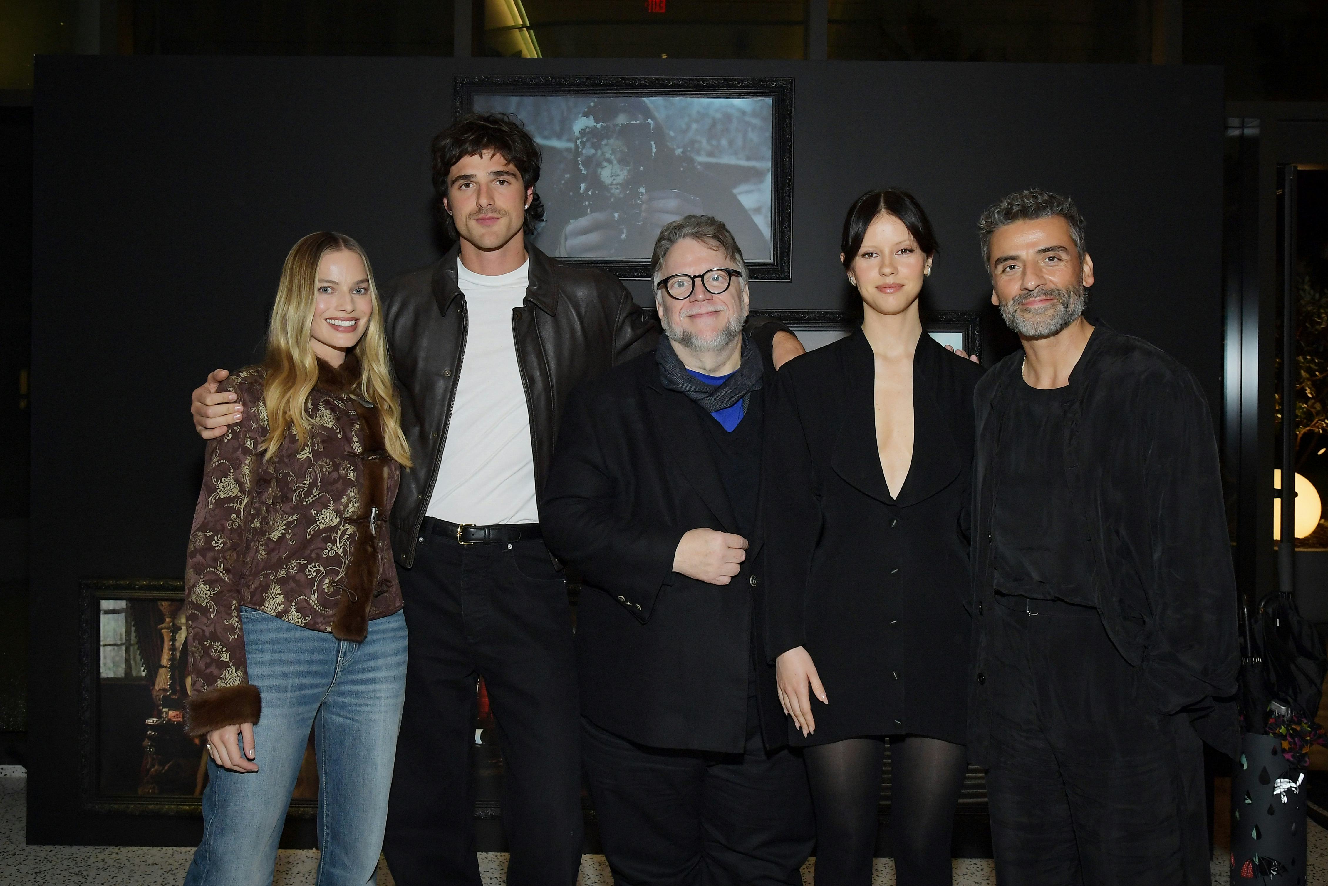 Margot Robbie, Jacob Elordi, Guillermo del Toro, Mia Goth, and Oscar Isaac attend Netflix's Frankens...