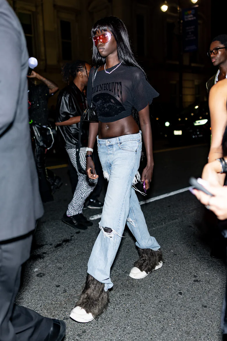 Anok Yai is seen at Ralph's Club at Hall Des Lumieres on September 12, 2025 in New York City.