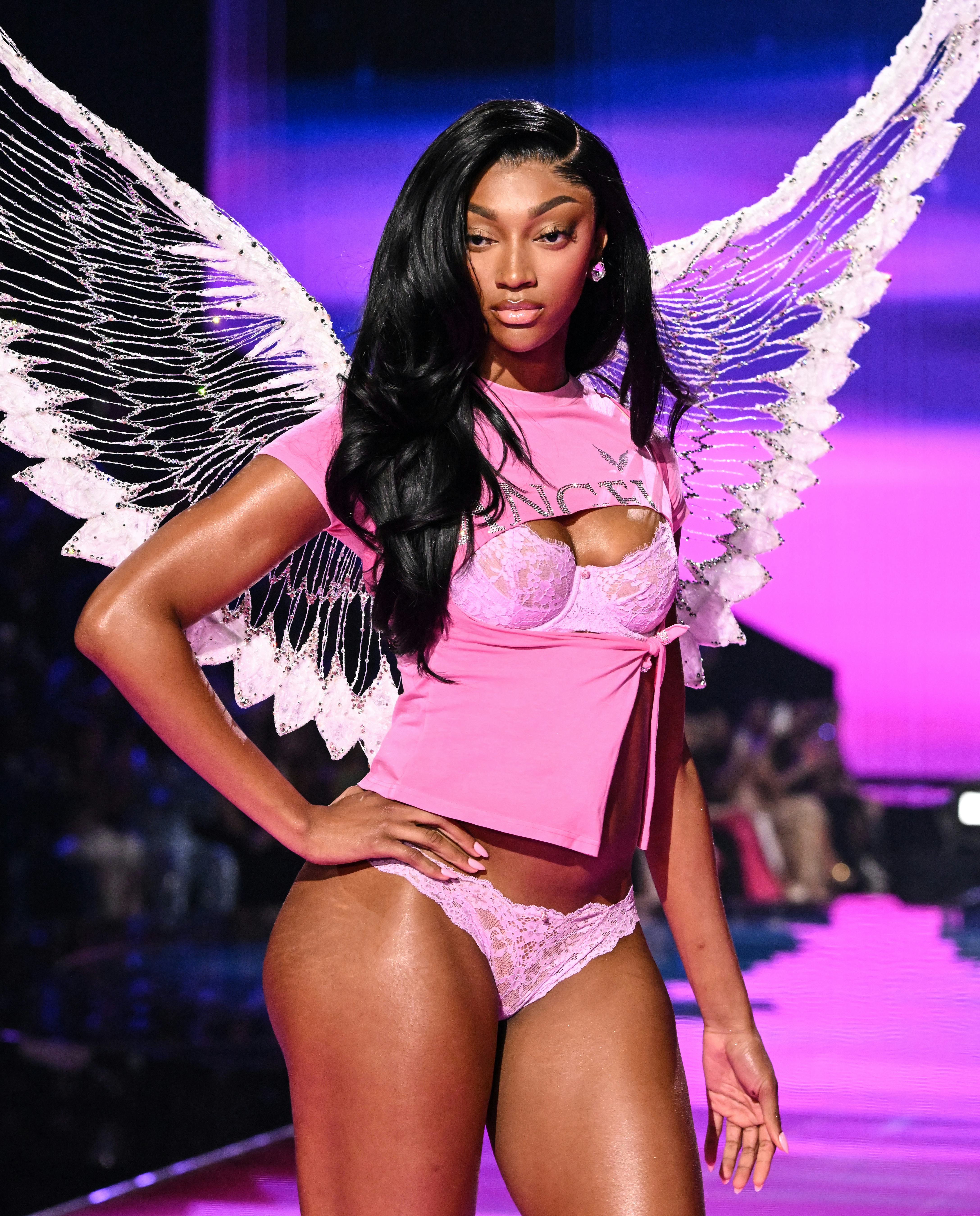Angel Reese at the 2025 Victoria's Secret Fashion Show held at Steiner Studios on October 15, 2025 i...