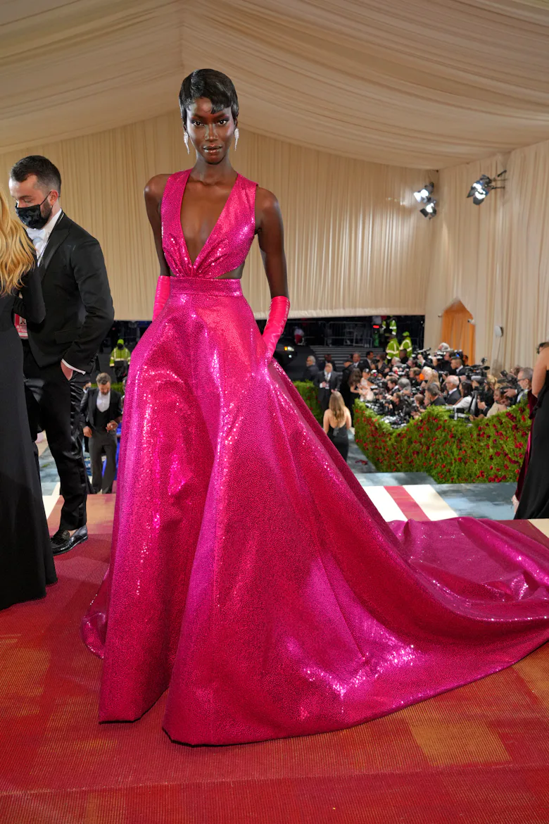 Anok Yai arrives at The 2022 Met Gala Celebrating "In America: An Anthology of Fashion" at The Metro...
