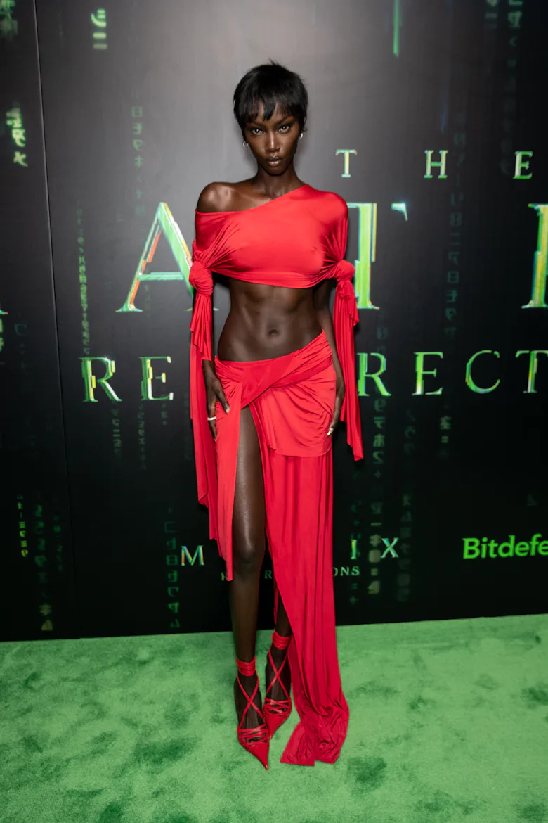 SAN FRANCISCO, CALIFORNIA - DECEMBER 18: Anok Yai arrives at the U.S. premiere of "The Matrix Resurr...