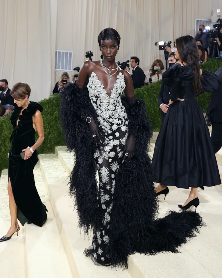 Anok Yai attends the 2021 Met Gala benefit "In America: A Lexicon of Fashion" at Metropolitan Museum...