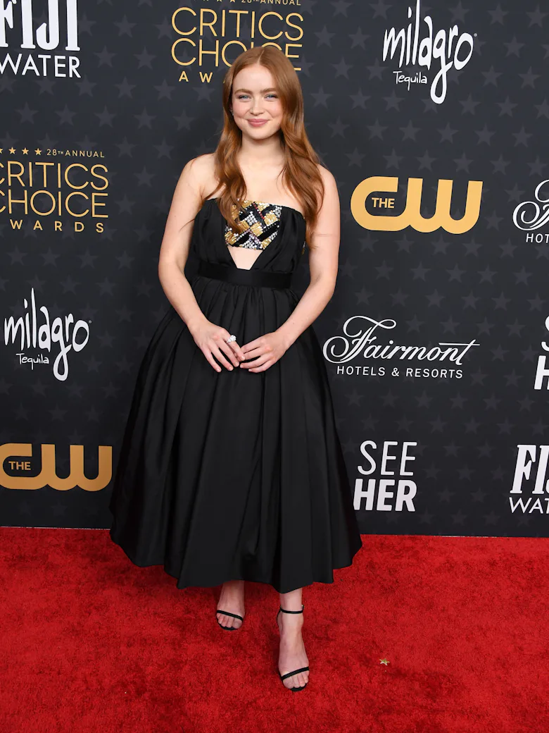 LOS ANGELES, CALIFORNIA - JANUARY 15: Sadie Sink arrives at the 28th Annual Critics Choice Awards at...