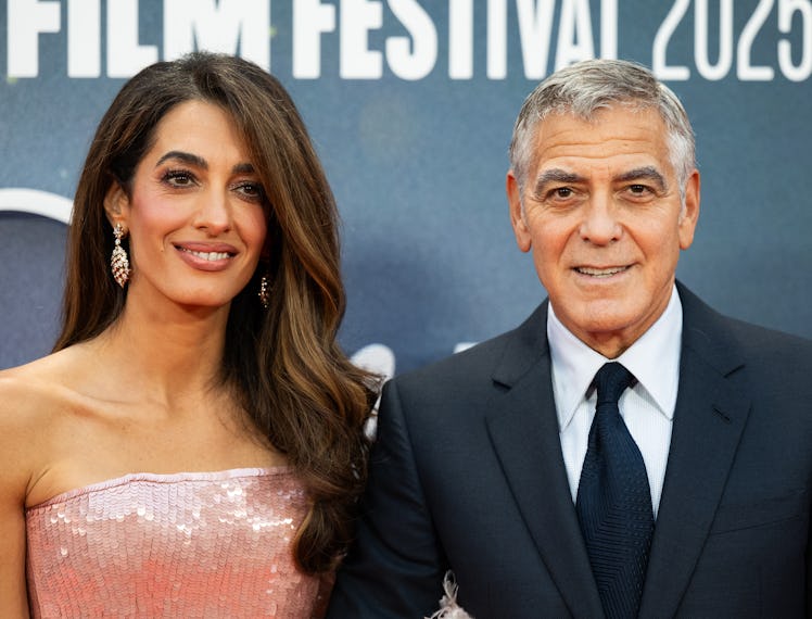 Amal Clooney and George Clooney attend the "Jay Kelly" Headline Gala at the 69th BFI London Film Fes...