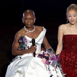 HOLLYWOOD, CALIFORNIA - MARCH 02: (L-R) Cynthia Erivo and Ariana Grande perform onstage during the 9...