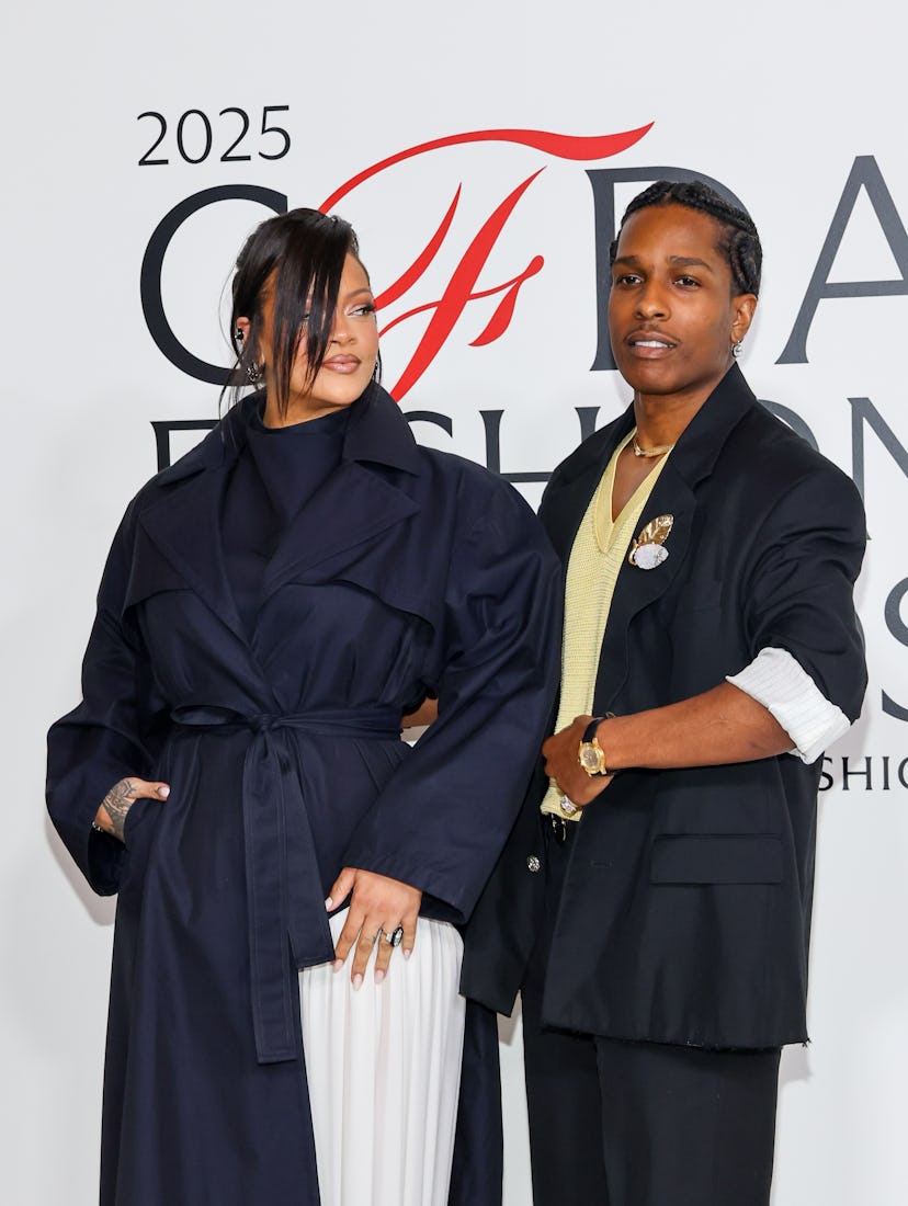 Rihanna and A$AP Rocky at the 2025 CFDA Fashion Awards held at The American Museum of Natural Histor...