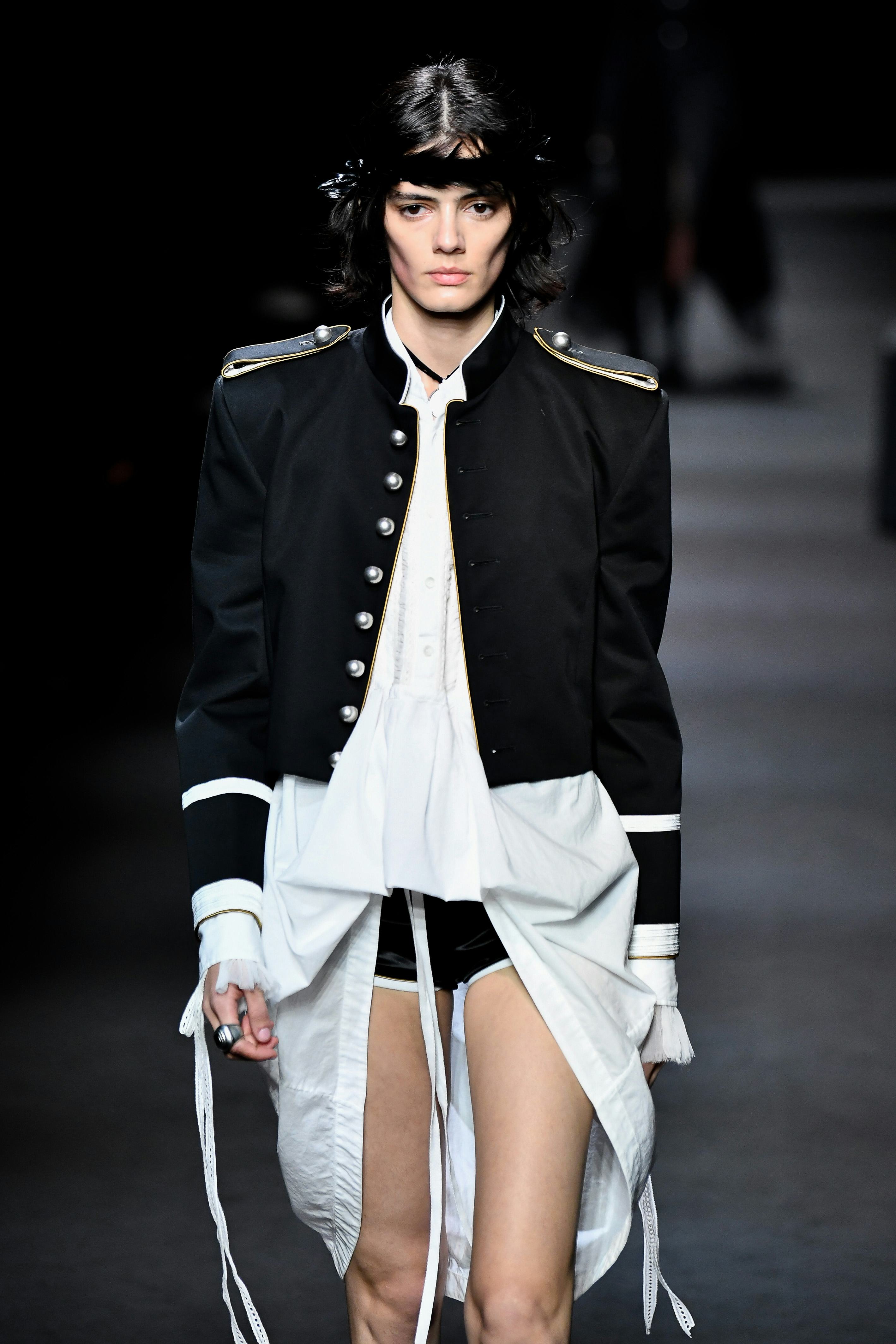 A model walks the runway during the Ann Demeulemeester Ready to Wear Spring/Summer 2026 fashion show...