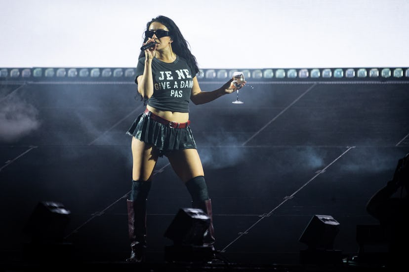 ROSKILDE, DENMARK - JULY 02: Charli XCX performs on the Orange stage at Roskilde Festival 2025 on Ju...