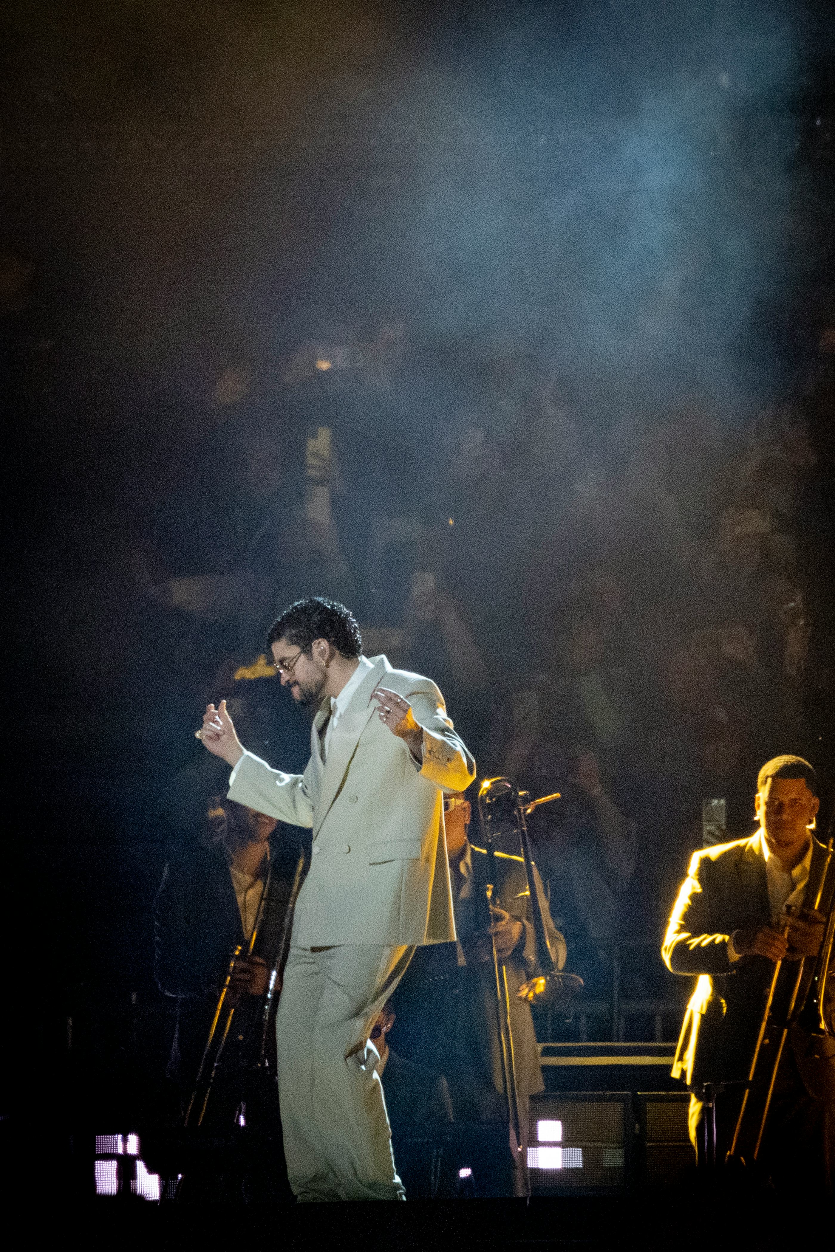 MEXICO CITY, MEXICO - DECEMBER 11: Bad Bunny performs on stage during the Debí Tirar Más Fotos world...