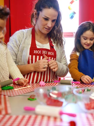 Preschool kids doing homemade decorations for Christmas, Quebec, Canada