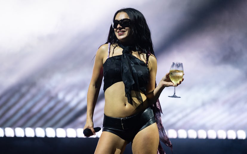 GLASTONBURY, ENGLAND - JUNE 28: (EDITORIAL USE ONLY) Charli XCX performs on the other stage during d...