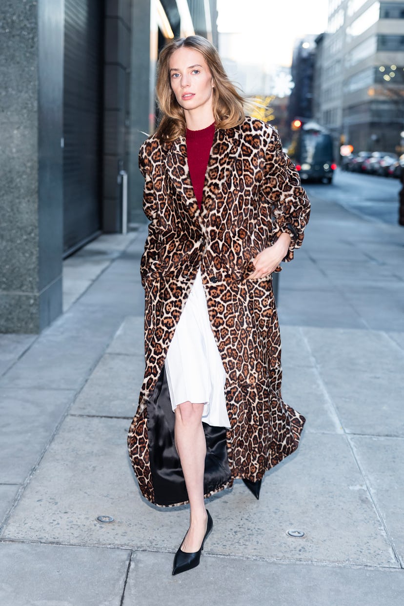 NEW YORK, NEW YORK - DECEMBER 18: Maya Hawke is seen in Hudson Square on December 18, 2025 in New Yo...