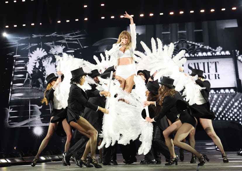 Taylor Swift performs onstage during night two of The Eras Tour in Paris