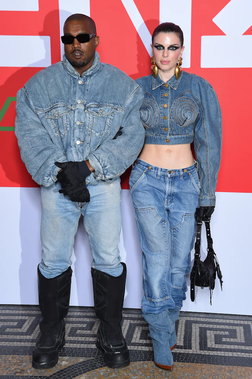 Ye and Julia Fox attend the Kenzo Fall/Winter 2022/2023 show as part of Paris Fashion Week on Januar...