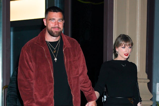 Taylor Swift and Travis Kelce seen in NoHo on November 06, 2025 in New York City.