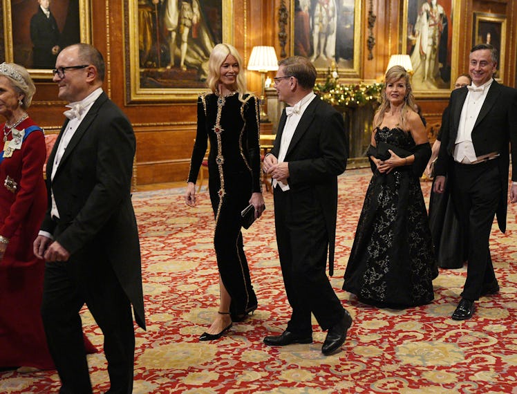 Claudia Schiffer (C-L) arrives ahead of the state banquet for the German President and his wife Elke...