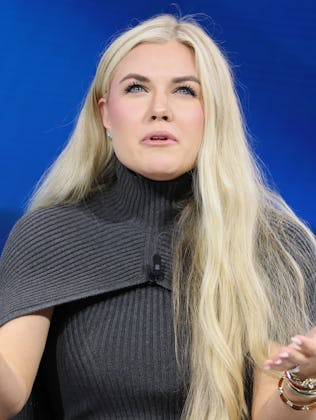 CEO and Chair of the Board of Turning Point USA Erika Kirk speaks onstage during the 2025 New York T...