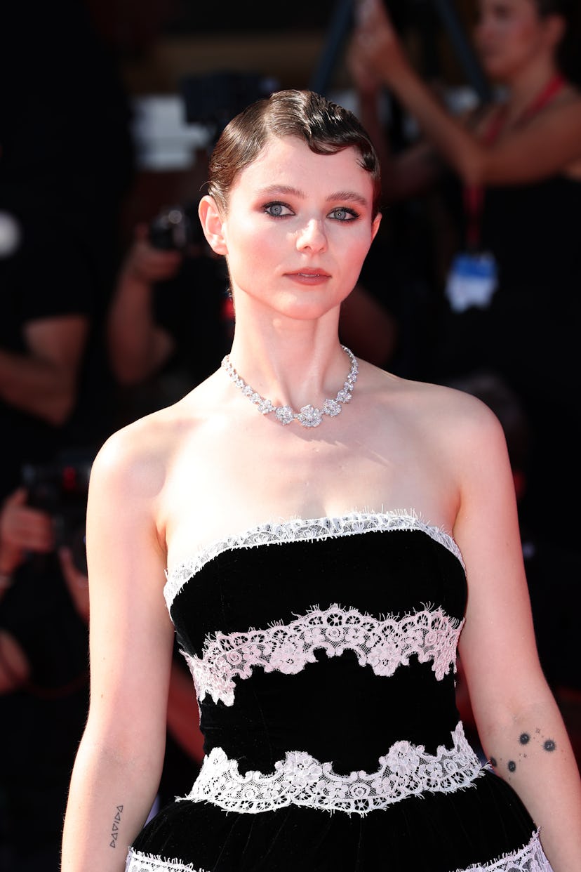 VENICE, ITALY - SEPTEMBER 1: Thomasin McKenzie during the "The Testament Of Ann Lee" red carpet duri...