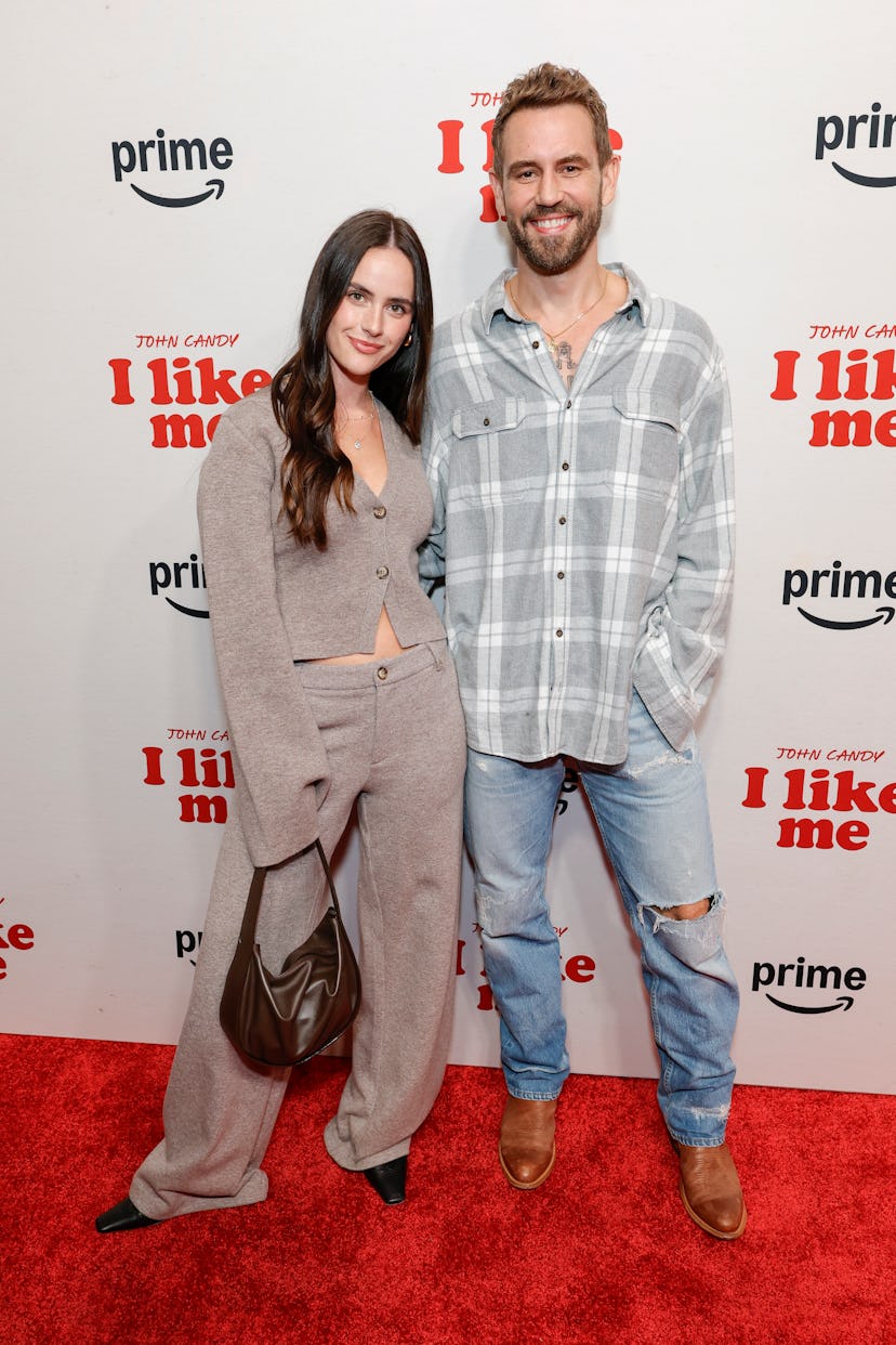HOLLYWOOD, CALIFORNIA - OCTOBER 02: (L-R) Natalie Joy Viall and Nick Viall attend the Los Angeles sp...