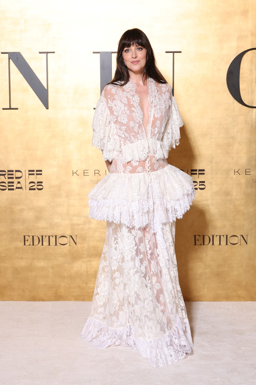 Dakota Johnson attends Women In Cinema during Red Sea International Film Festival 2025 on December 0...