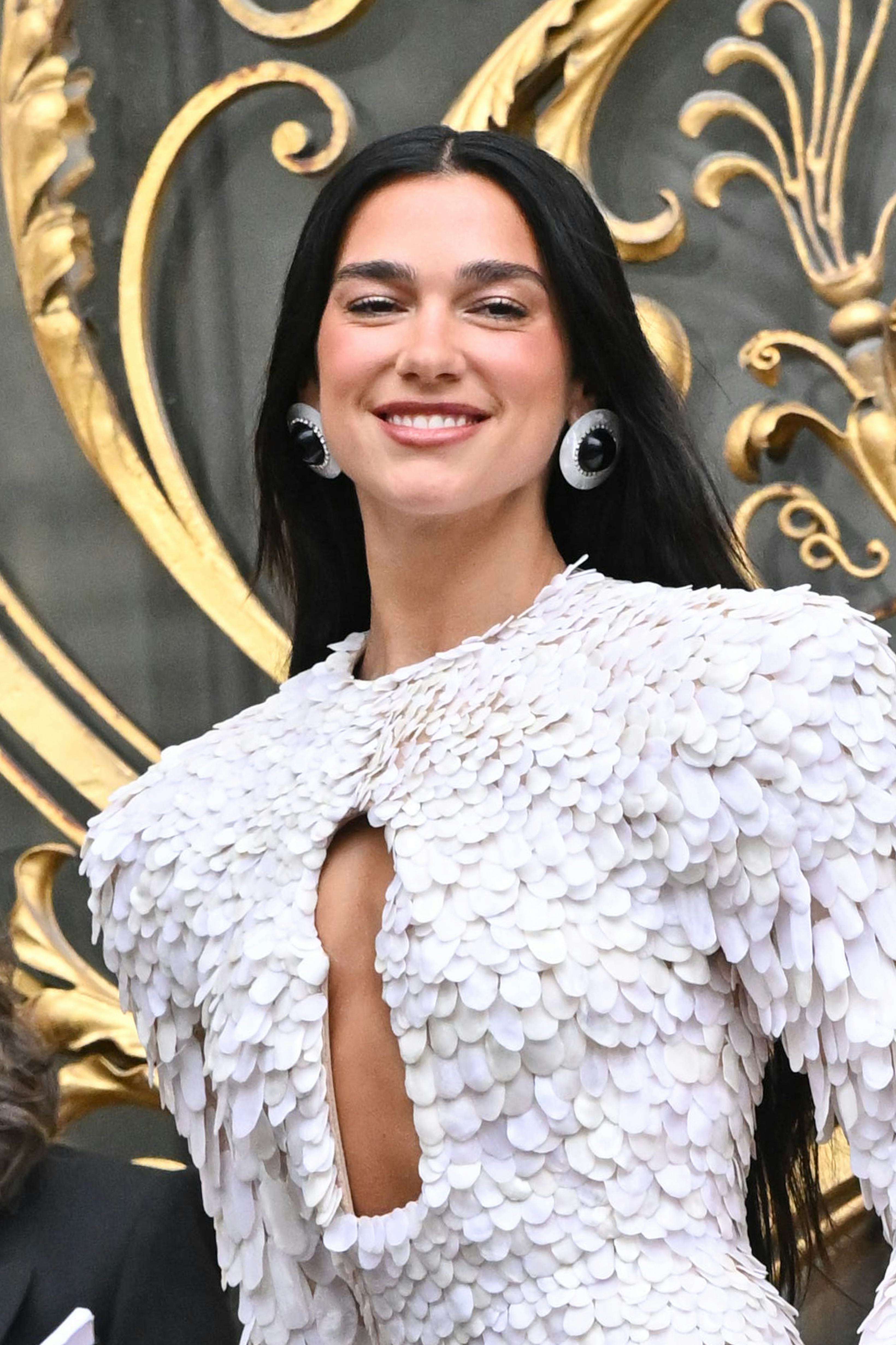 Dua Lipa wearing Schiaparelli in France. 