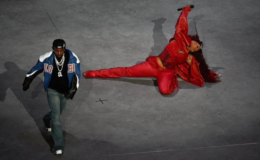 Kendrick Lamar and SZA perform during Super Bowl LIX Halftime Show