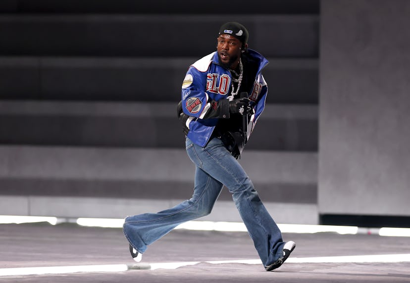 Kendrick Lamar performs onstage during Apple Music Super Bowl LIX Halftime Show