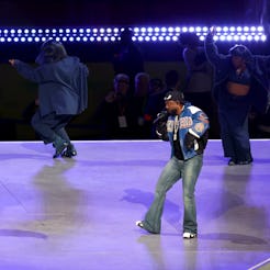 SZA and Kendrick Lamar perform onstage during Apple Music Super Bowl LIX Halftime Show at Caesars Su...