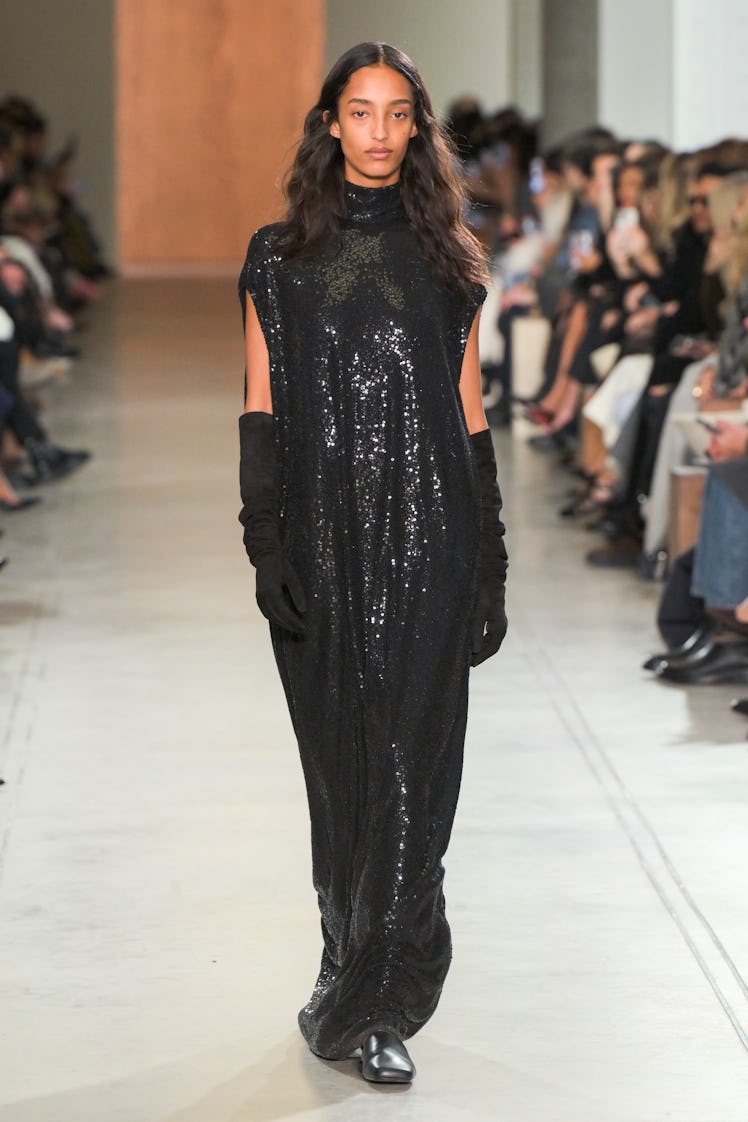 Model on the runway at the Michael Kors Fall RTW 2025 fashion show as part of New York Fashion Week ...