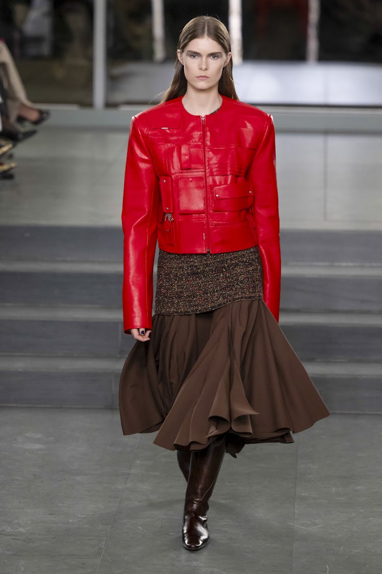 NEW YORK, USA - FEBRUARY 10: A model walks the runway during the Tory Burch Ready to Wear Fall/Winte...