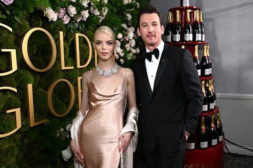 BEVERLY HILLS, CALIFORNIA - JANUARY 05: (L-R) Anya Taylor-Joy and Miles Teller attend Moët & Chandon...
