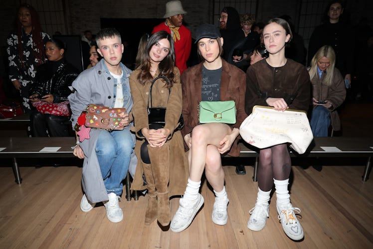 NEW YORK, NEW YORK - FEBRUARY 10: (L-R) Cole Escola, Emily Ratajkowski, Tommy Dorfman and Ella Emhof...