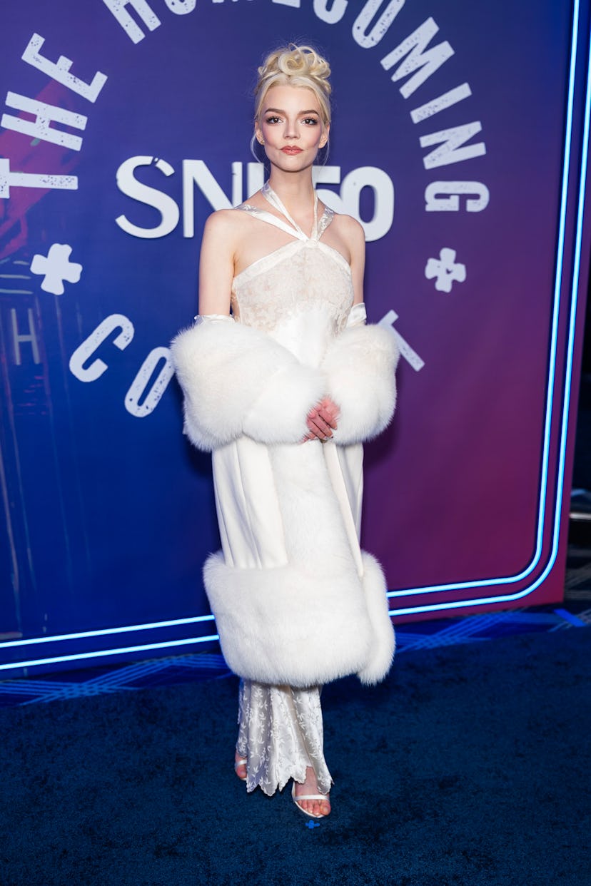 Anya Taylor-Joy attends the SNL50: The Homecoming Concert at Radio City Music Hall on February 14, 2…