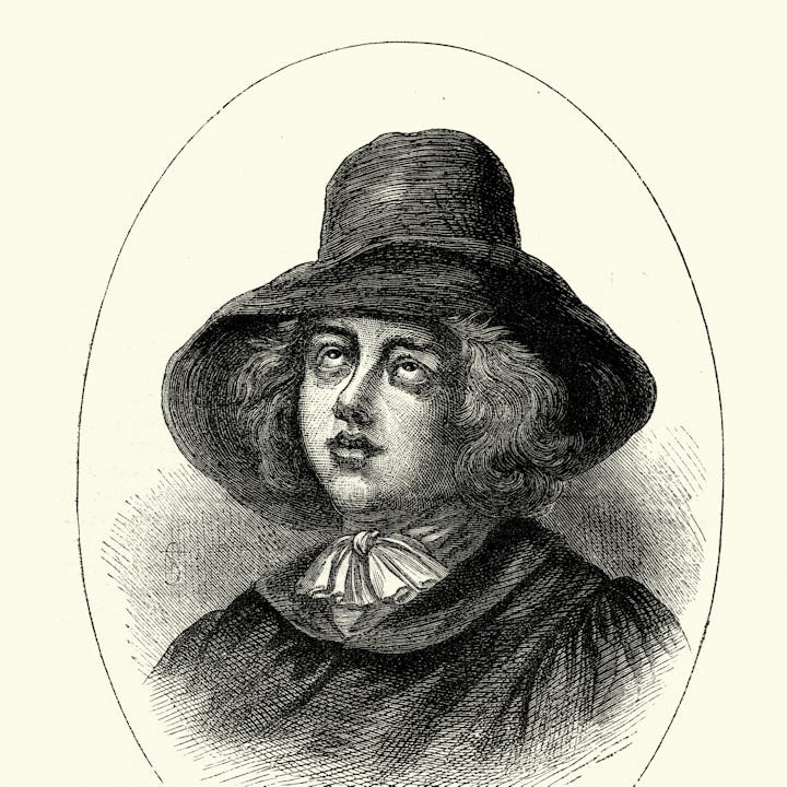 Vintage engraving of George Fox (July 1624 – 13 January 1691) was an English Dissenter, who was a fo...