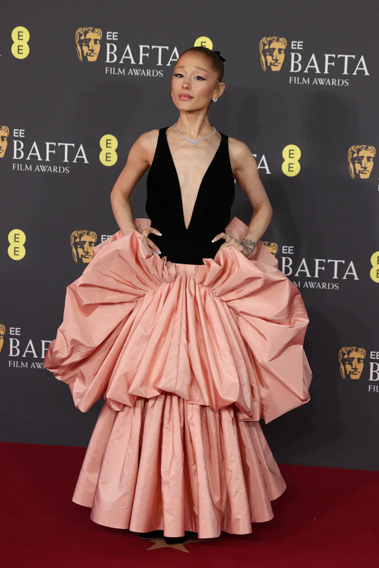 Ariana Grande attends the 2025 EE BAFTA Film Awards at The Royal Festival Hall on February 16, 2025 ...