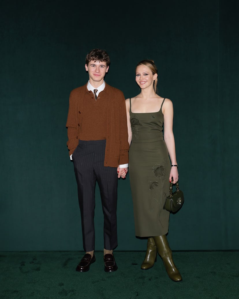 Sam Nivola and Iris Apatow attend the Gucci - Women's Fall/Winter 2025/2026 Fashion Show during the ...