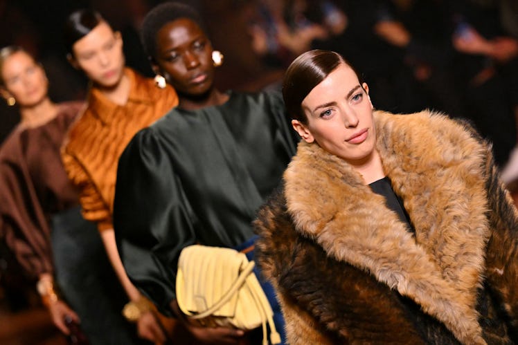 Models walk the runaway during the presentation the Fendi fashion show as part of the Milan Fashion ...