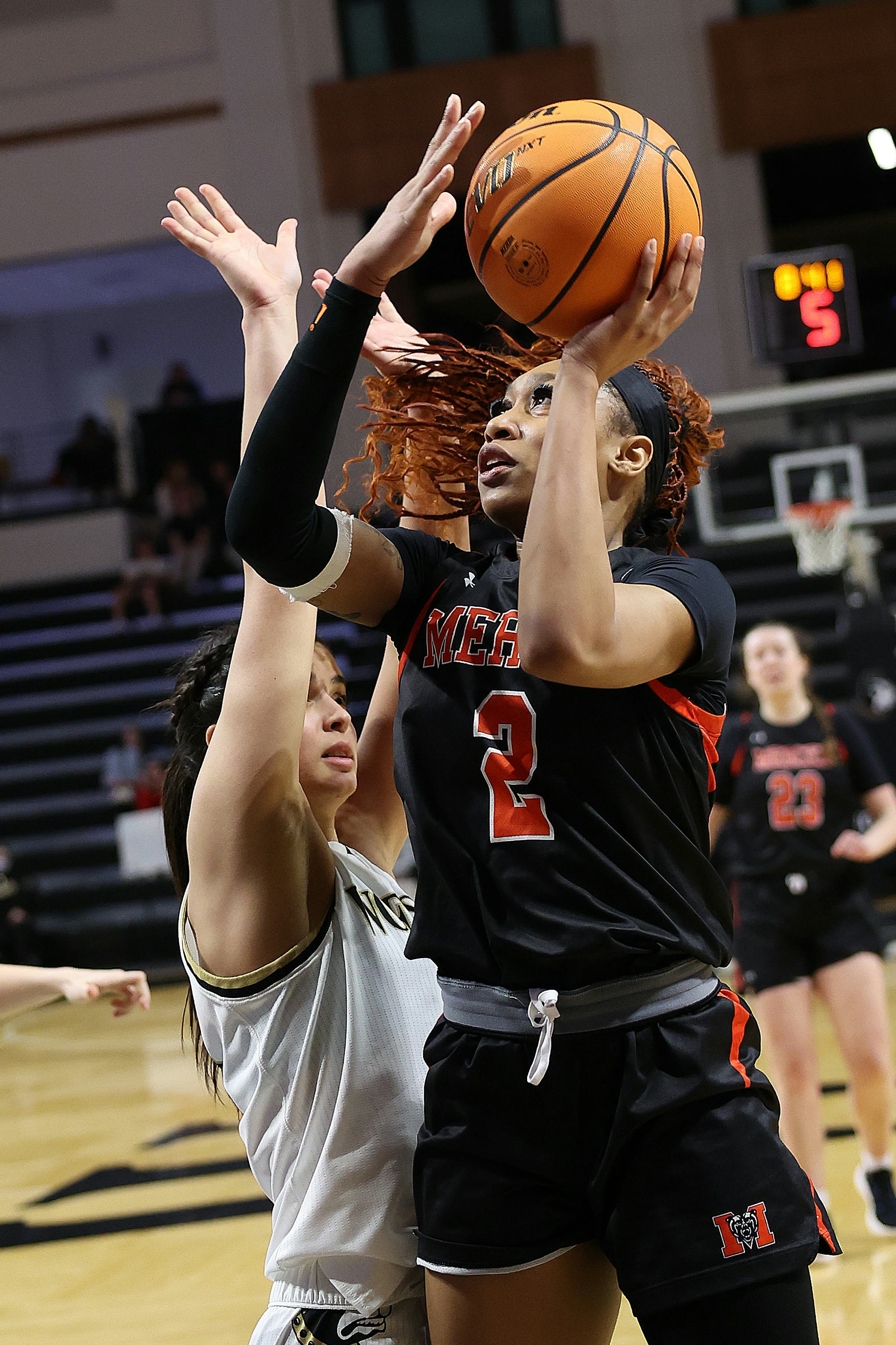 SPARTANBURG, SC - FEBRUARY 22: Mercer Bears forward Ariana Bennett (2) takes a shot with Wofford Ter&hellip;
