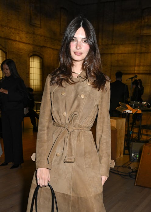 Emily Ratajkowski low-waisted dark wash Mango jeans