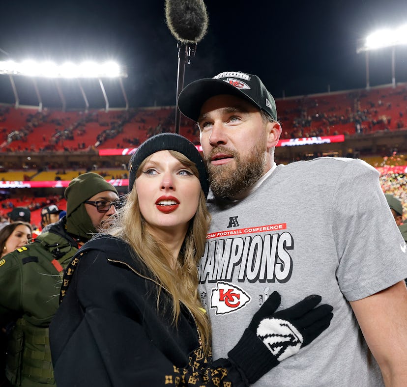 Taylor Swift and Travis Kelce at the AFC Championship Game