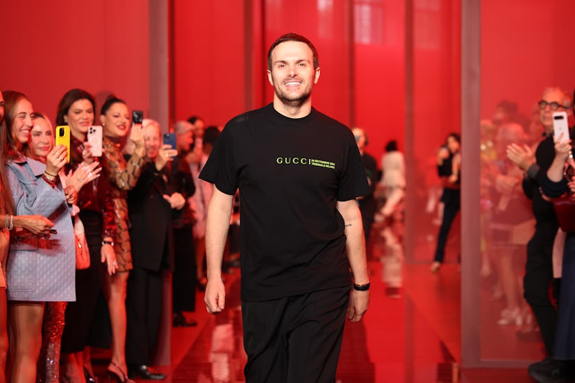 MILAN, ITALY - SEPTEMBER 20: Fashion Designer Sabato De Sarno walks the runway at the Gucci Women's...