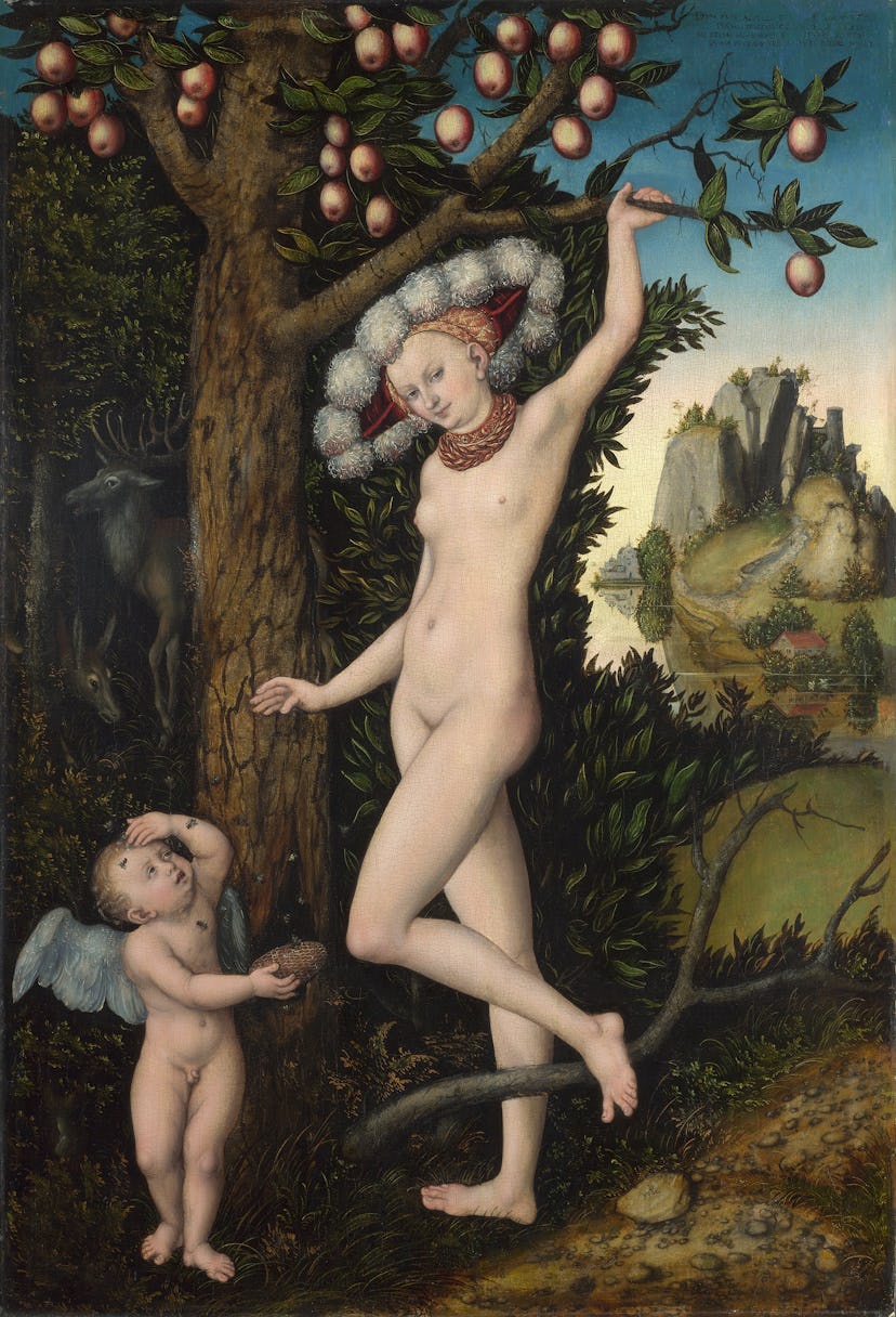 Cupid complaining to Venus, c. 1525. Found in the collection of the National Gallery, London. (Photo…