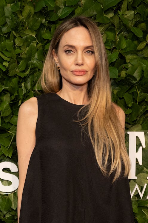 Angelina Jolie ivory backless slip dress