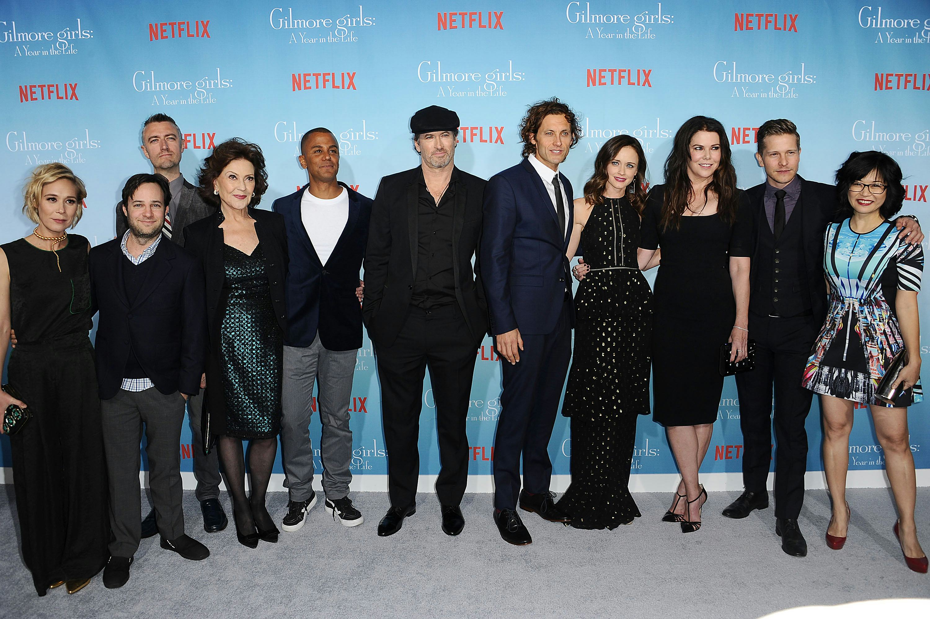 LOS ANGELES, CA - NOVEMBER 18:  (L-R) &lsquo;Gilmore Girls: A Year In The Life&rsquo; Cast - Liza Well, Danny St&hellip;